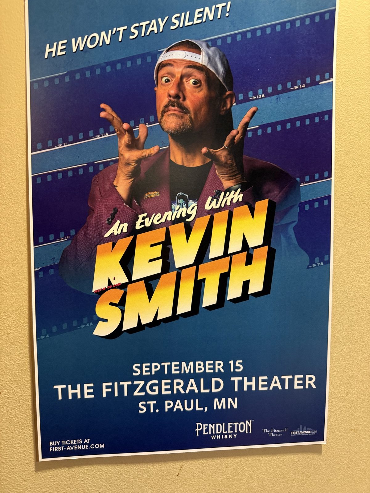 Poster for An Evening with Kevin Smith, September 15, The Fitzgerald Theater, St. Paul